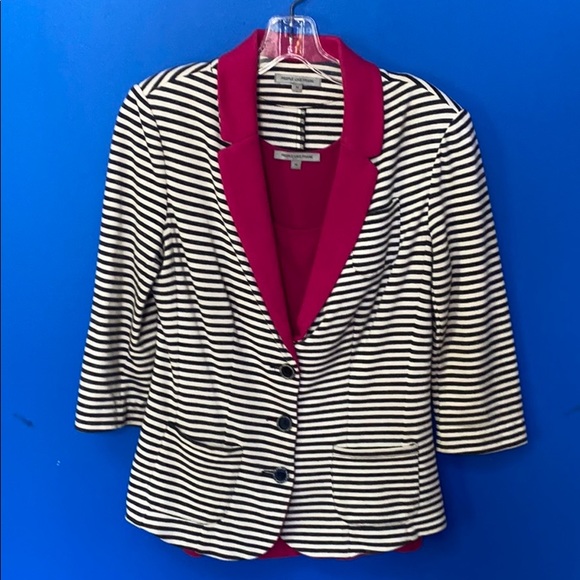 PEOPLE LIKE FRANK M Black & Cream Striped Jacket - Picture 8 of 8
